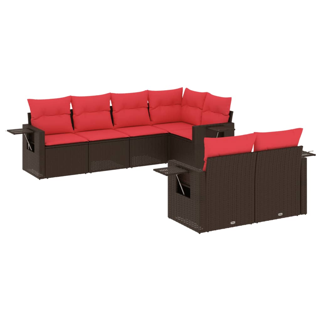 havesofasæt med 7 hynder brun polyrattan