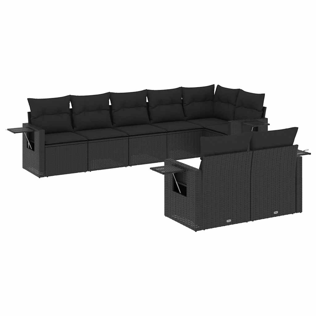 sofasæt til haven 8 dele med hynder polyrattan sort