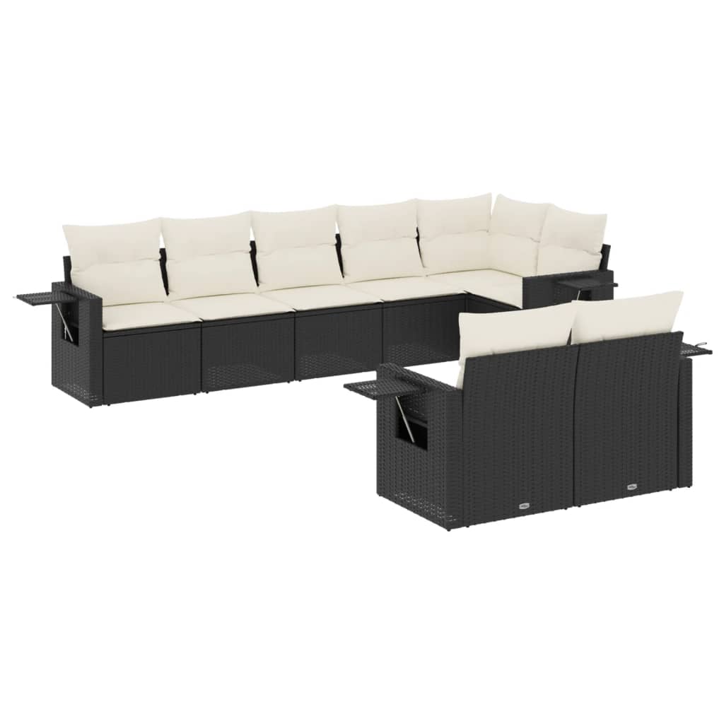 sofasæt til haven 8 dele med hynder polyrattan sort