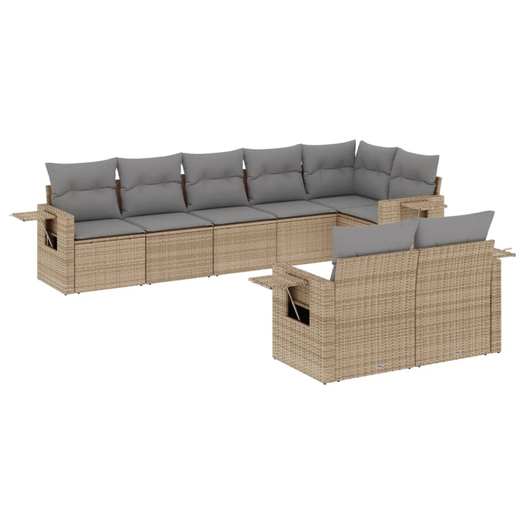 sofasæt til haven 8 dele med hynder polyrattan beige