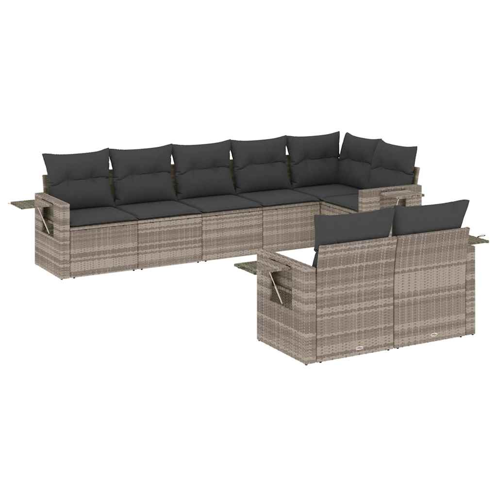 sofasæt til haven 8 dele med hynder polyrattan lysegrå
