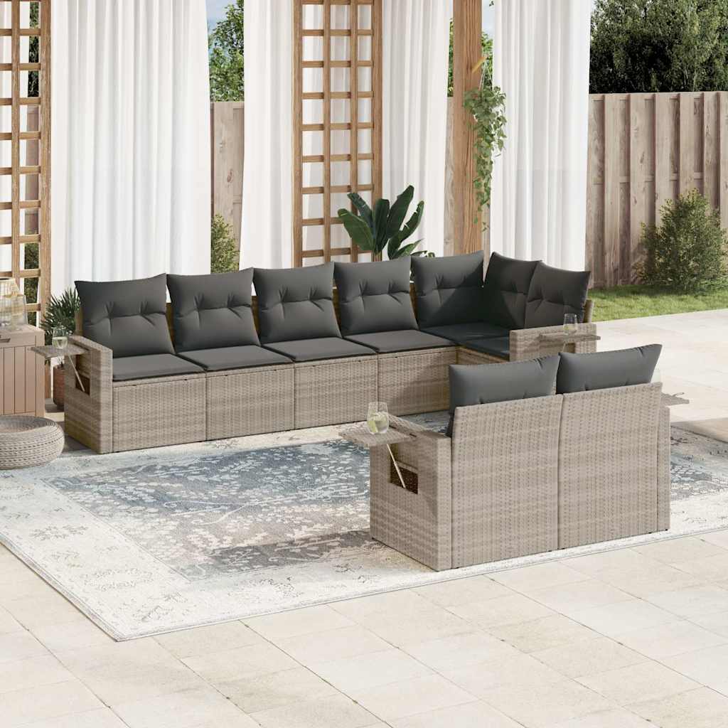 sofasæt til haven 8 dele med hynder polyrattan lysegrå