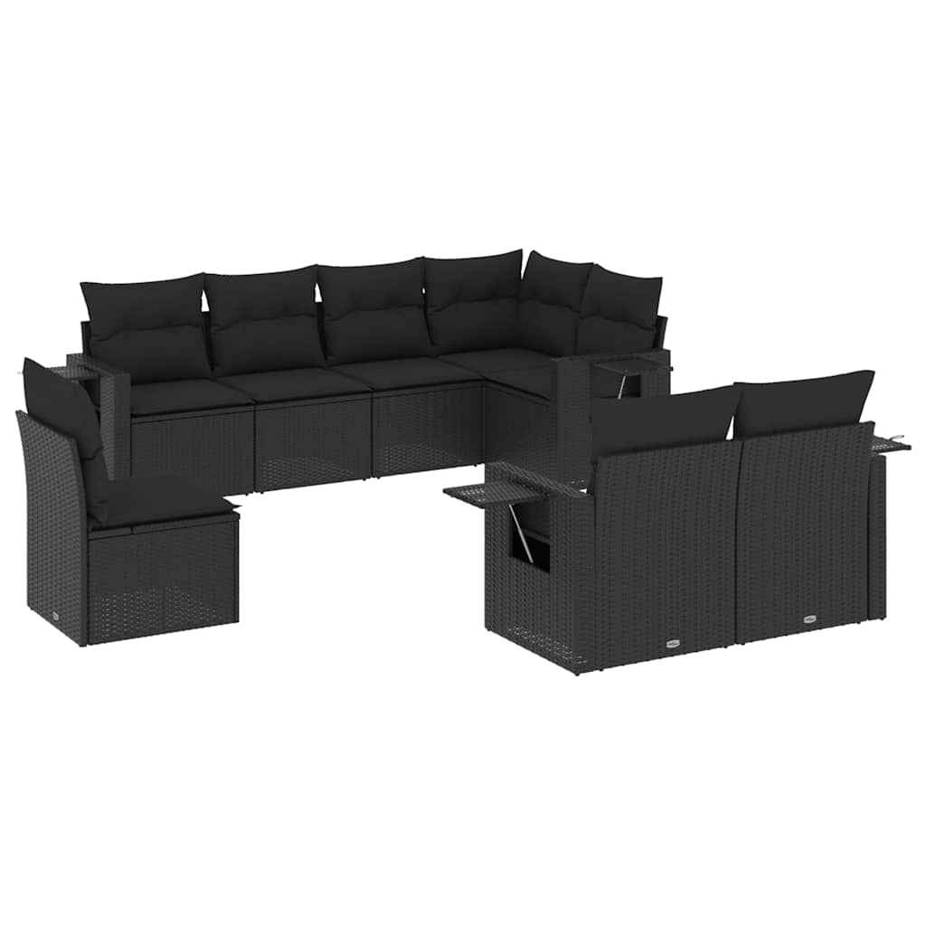 sofasæt til haven 8 dele med hynder polyrattan sort