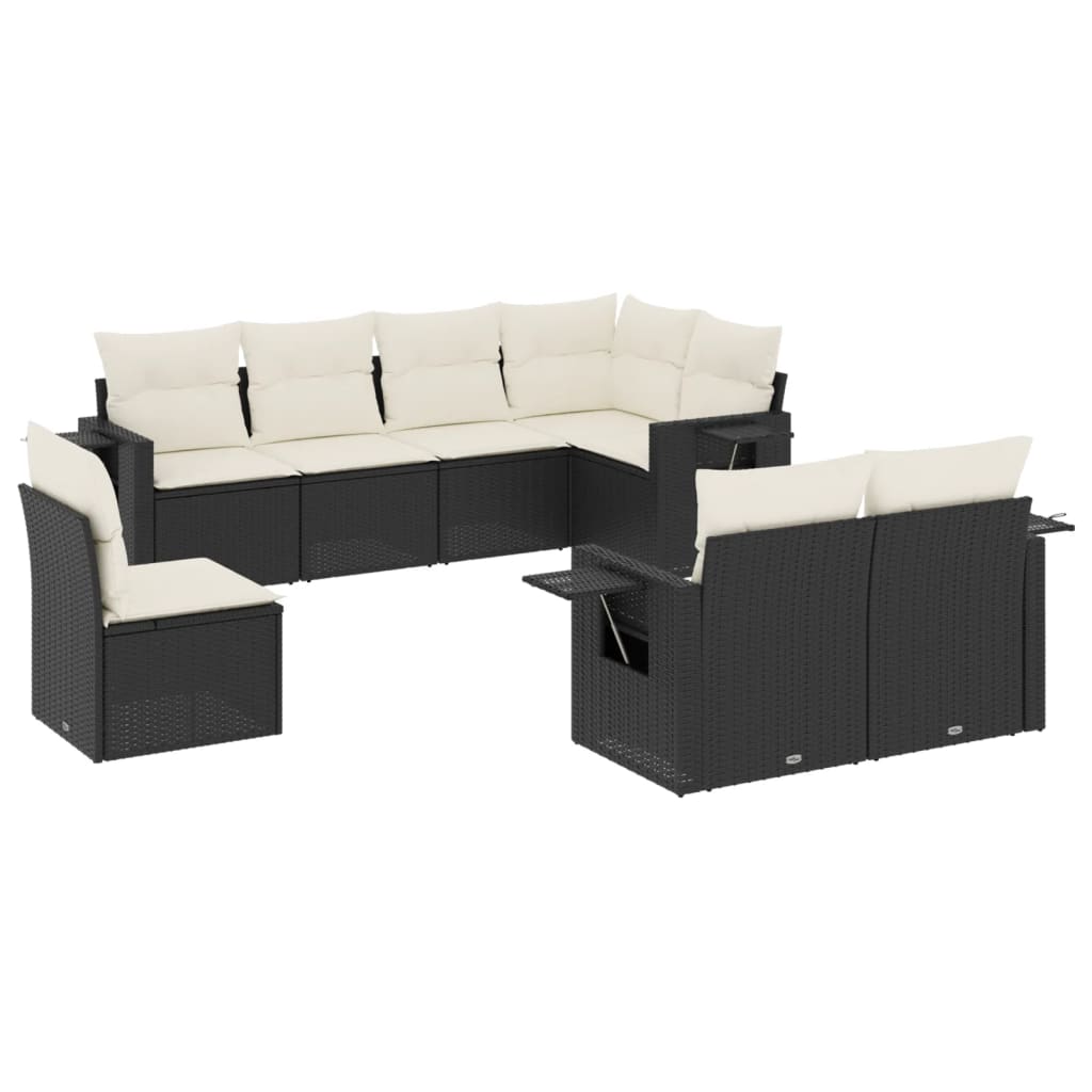 sofasæt til haven 8 dele med hynder polyrattan sort