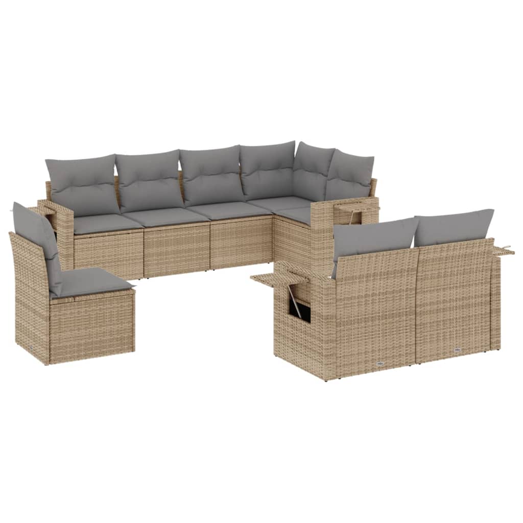 sofasæt til haven 8 dele med hynder polyrattan beige
