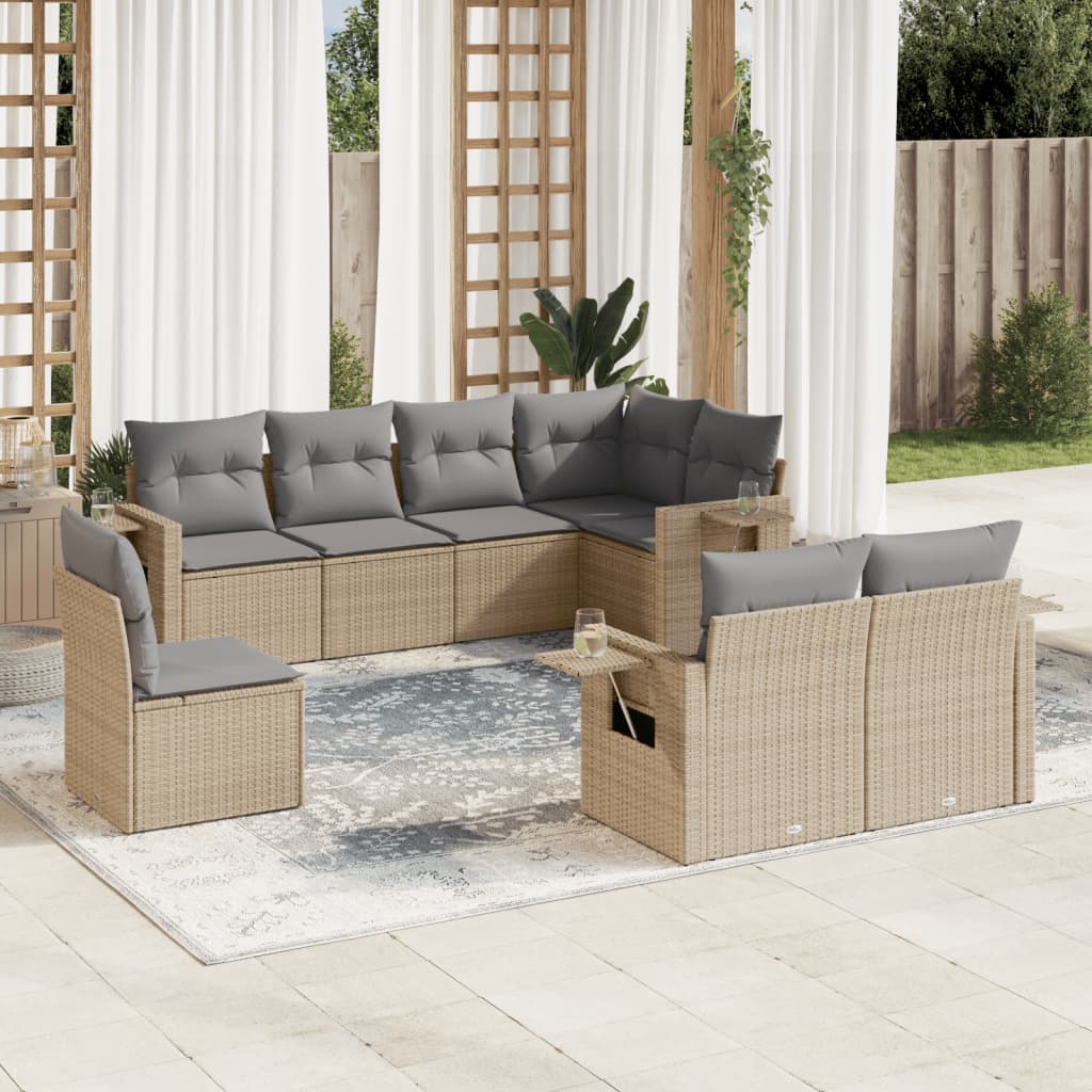 sofasæt til haven 8 dele med hynder polyrattan beige