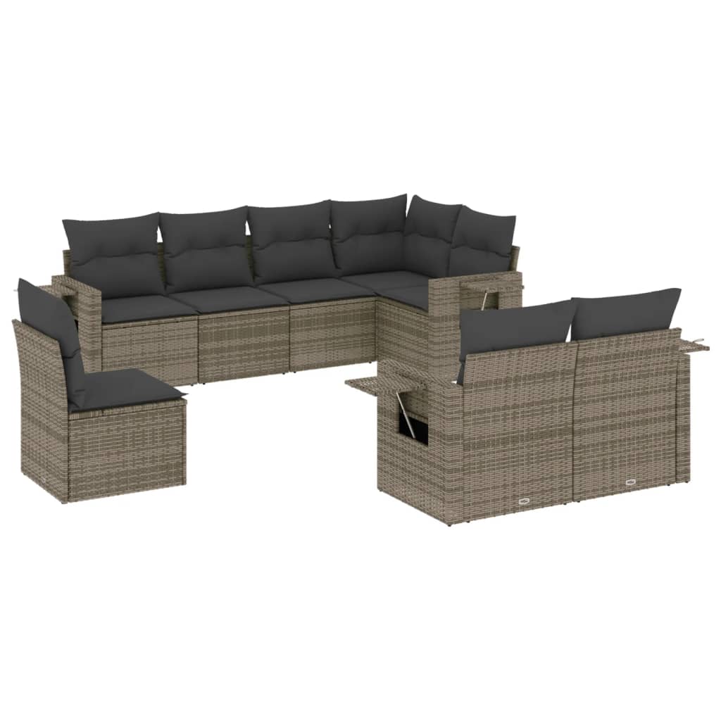 sofasæt til haven 8 dele med hynder polyrattan grå