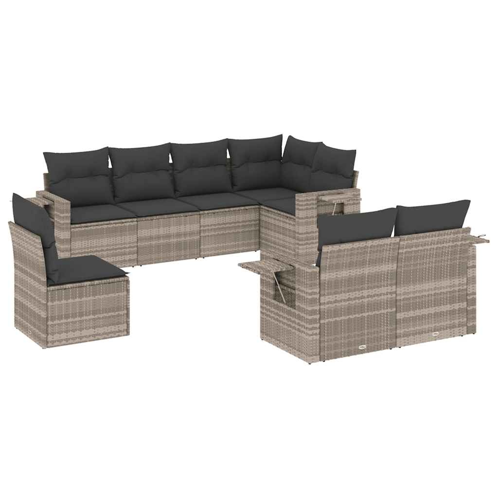 sofasæt til haven 8 dele med hynder polyrattan lysegrå