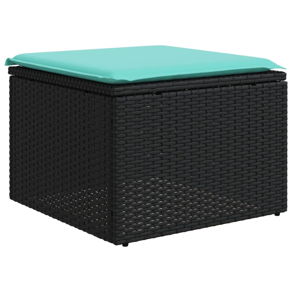 havesofasæt med 7 hynder sort polyrattan
