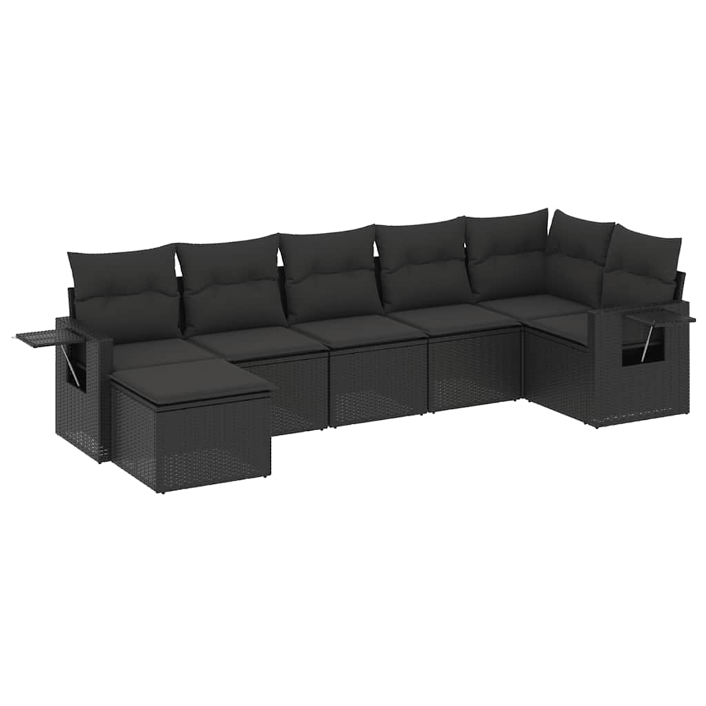 sofasæt til haven 7 dele med hynder polyrattan sort