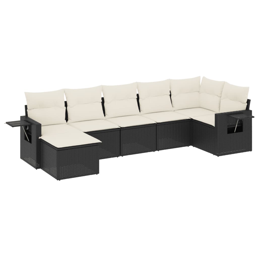 sofasæt til haven 7 dele med hynder polyrattan sort