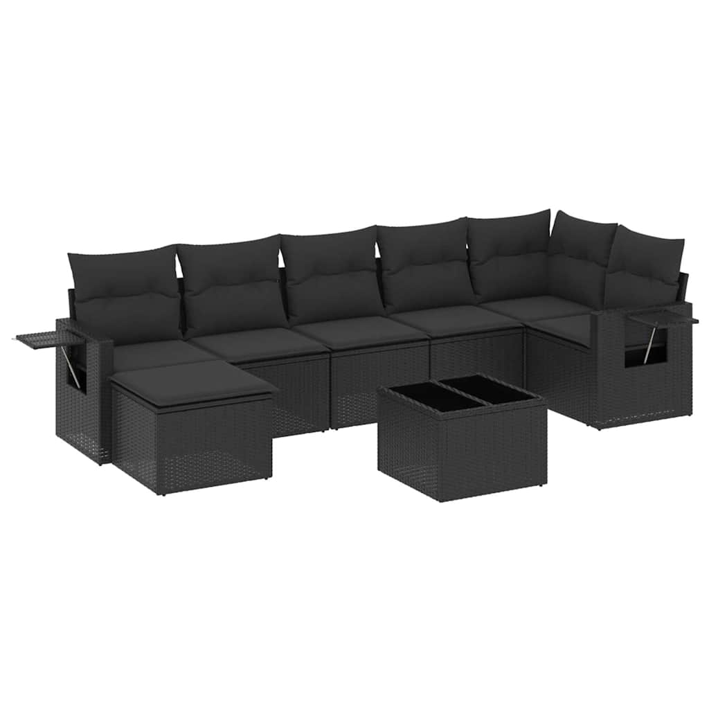 sofasæt til haven 8 dele med hynder polyrattan sort