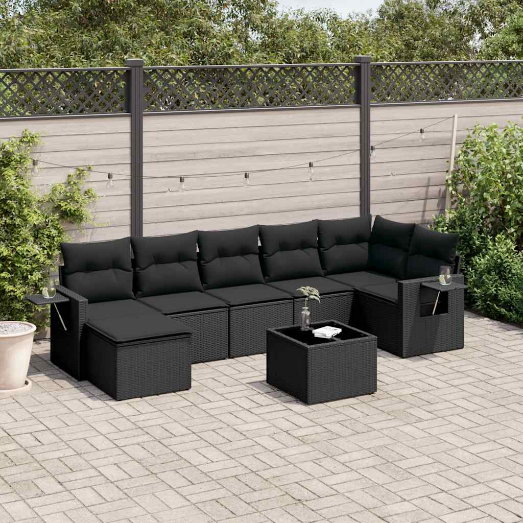 sofasæt til haven 8 dele med hynder polyrattan sort