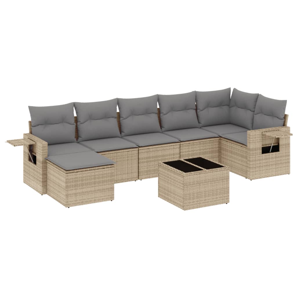sofasæt til haven 8 dele med hynder polyrattan beige