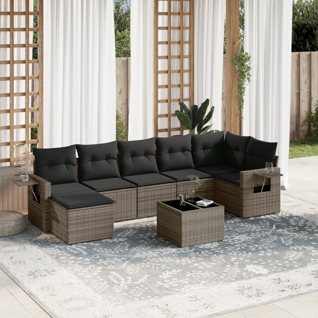 sofasæt til haven 8 dele med hynder polyrattan grå
