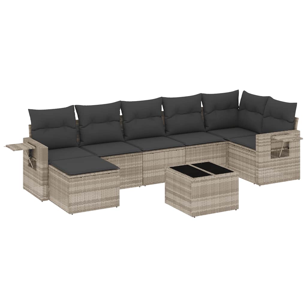 sofasæt til haven 8 dele med hynder polyrattan lysegrå