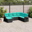 havesofasæt med 7 hynder sort polyrattan