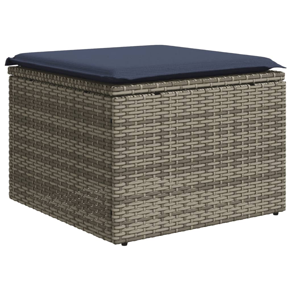havesofasæt med 7 dele og hynder grå polyrattan