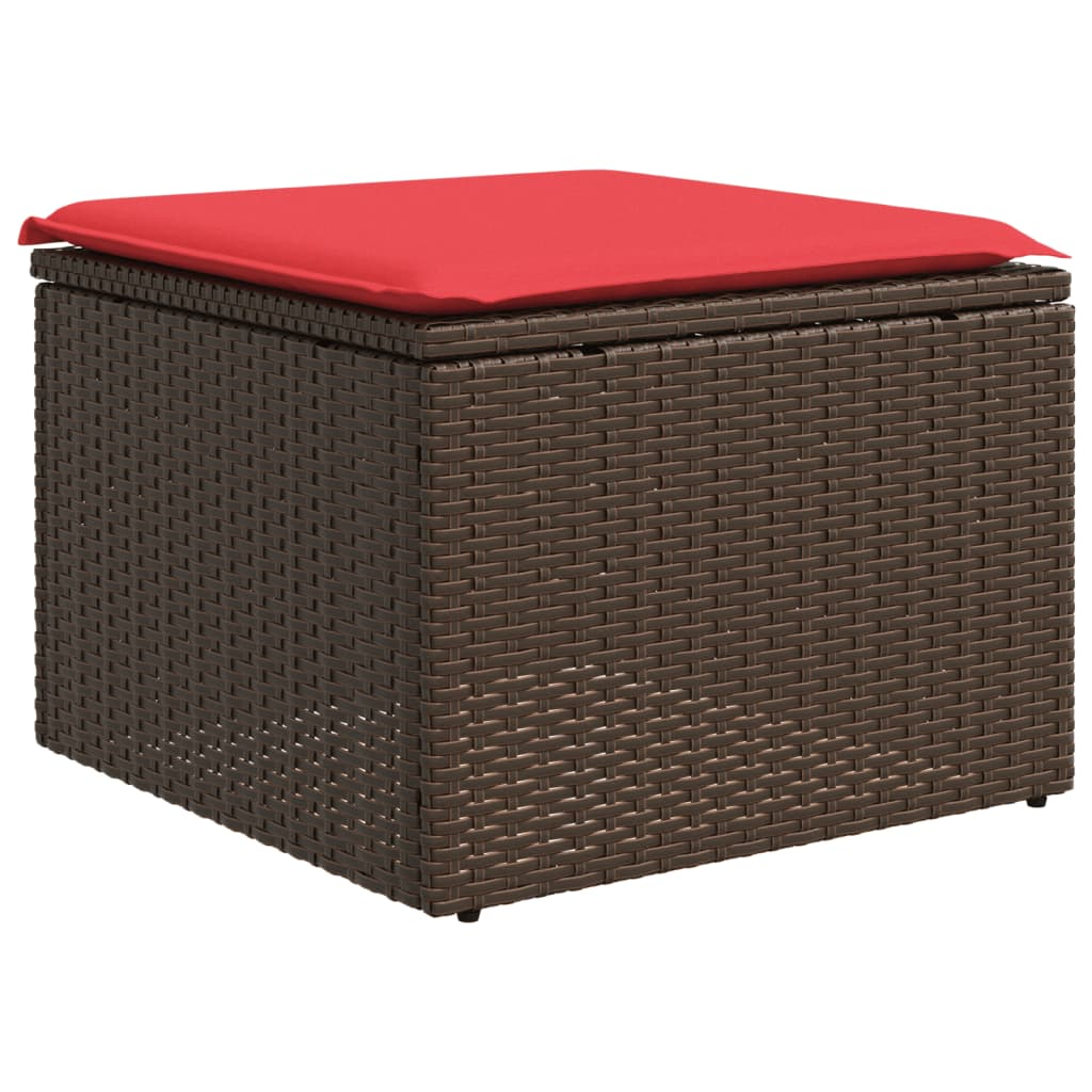 havesofasæt med 7 hynder brun polyrattan