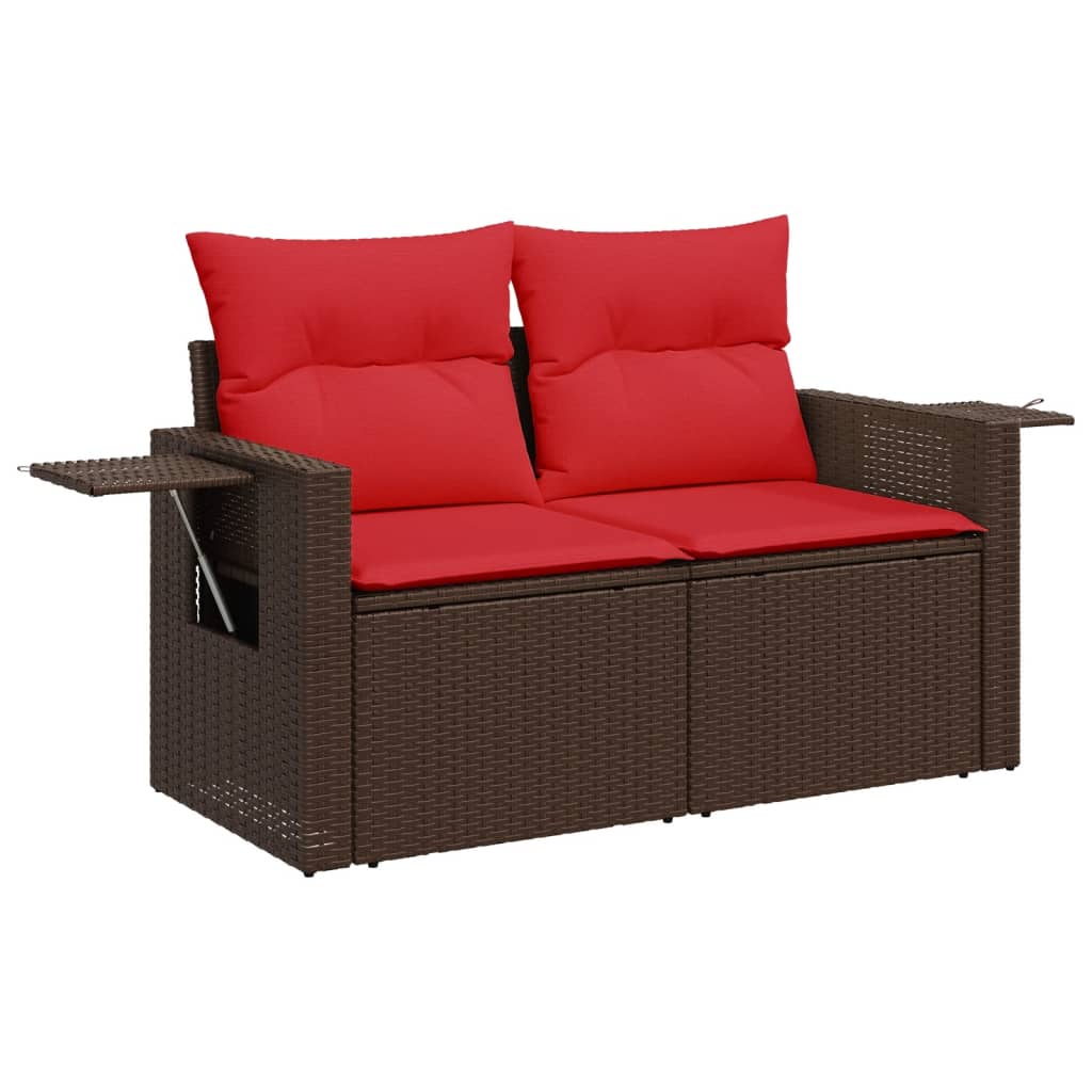 havesofasæt med 7 hynder brun polyrattan