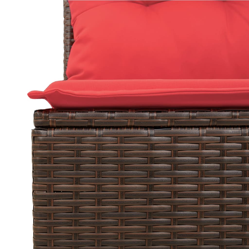 havesofasæt med 7 hynder brun polyrattan