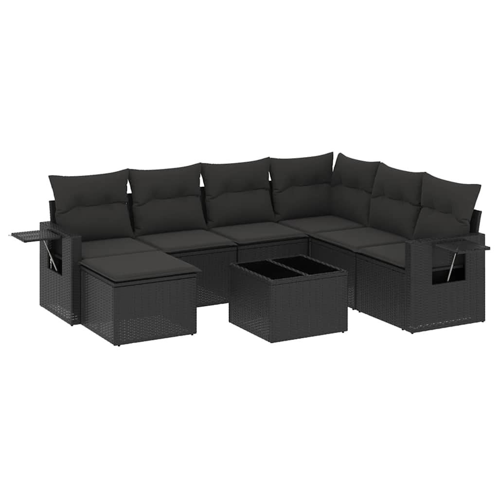 sofasæt til haven 8 dele med hynder polyrattan sort