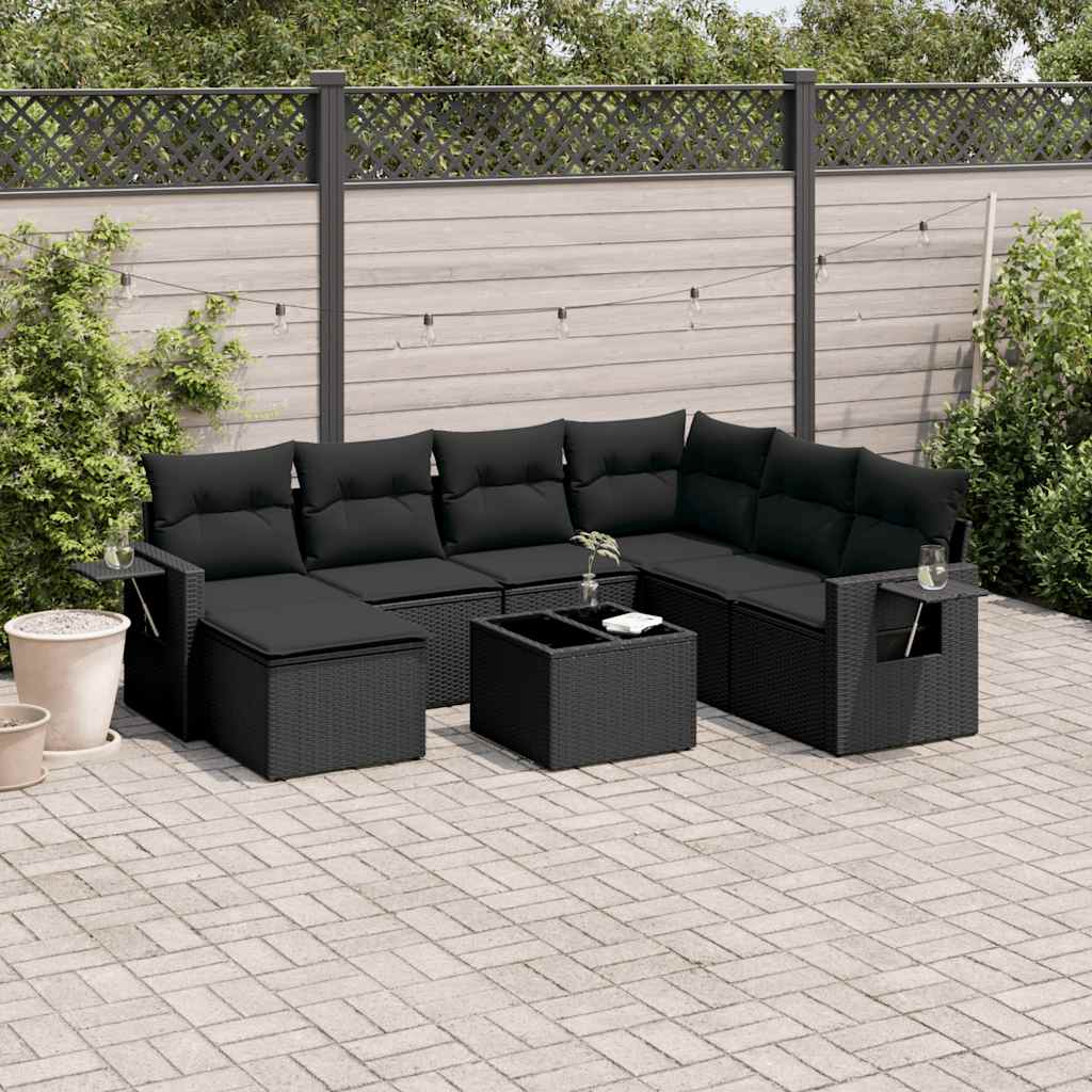 sofasæt til haven 8 dele med hynder polyrattan sort