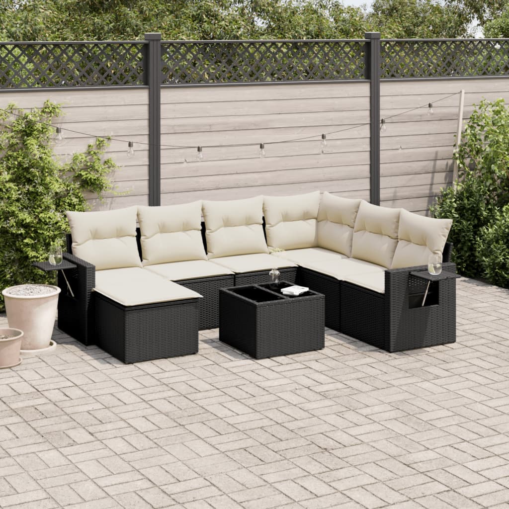 sofasæt til haven 8 dele med hynder polyrattan sort