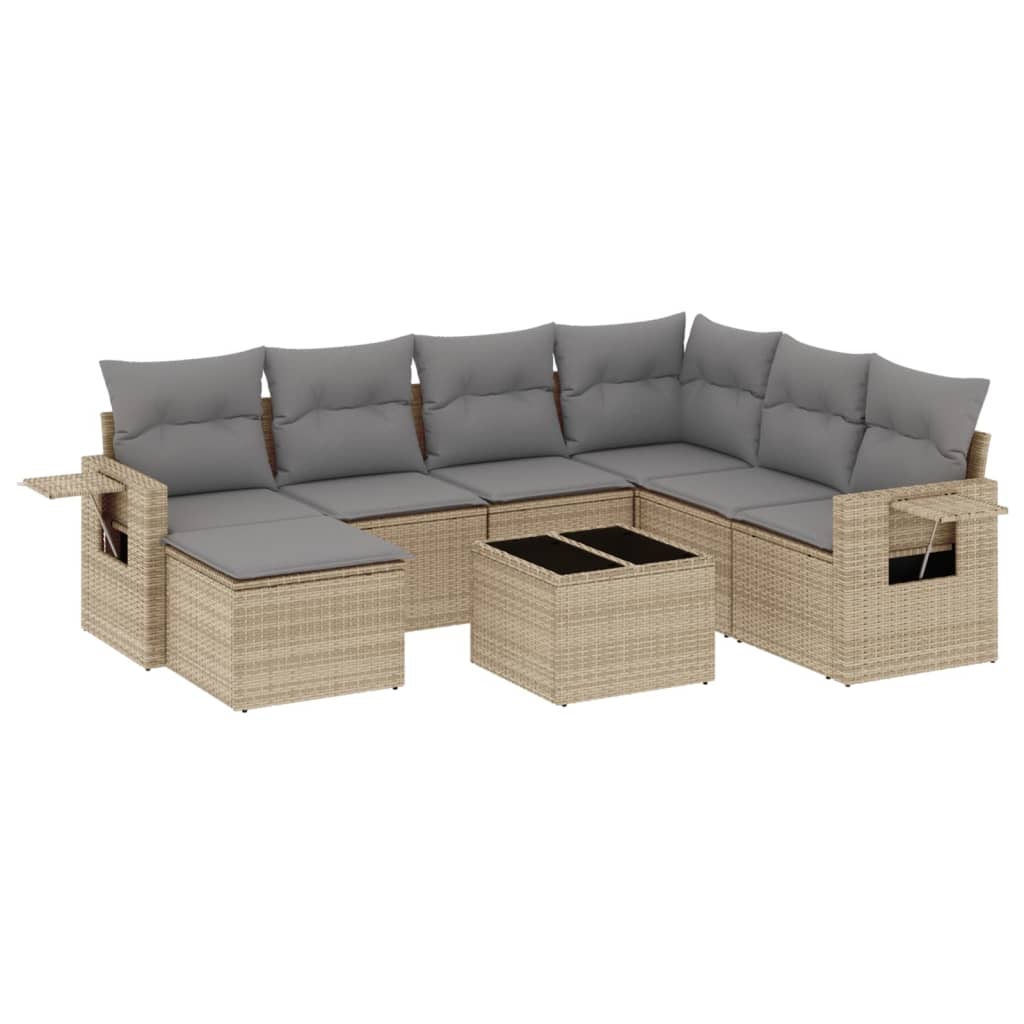 sofasæt til haven 8 dele med hynder polyrattan beige