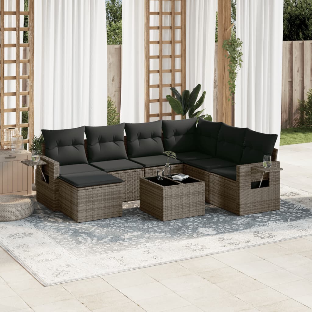 sofasæt til haven 8 dele med hynder polyrattan grå