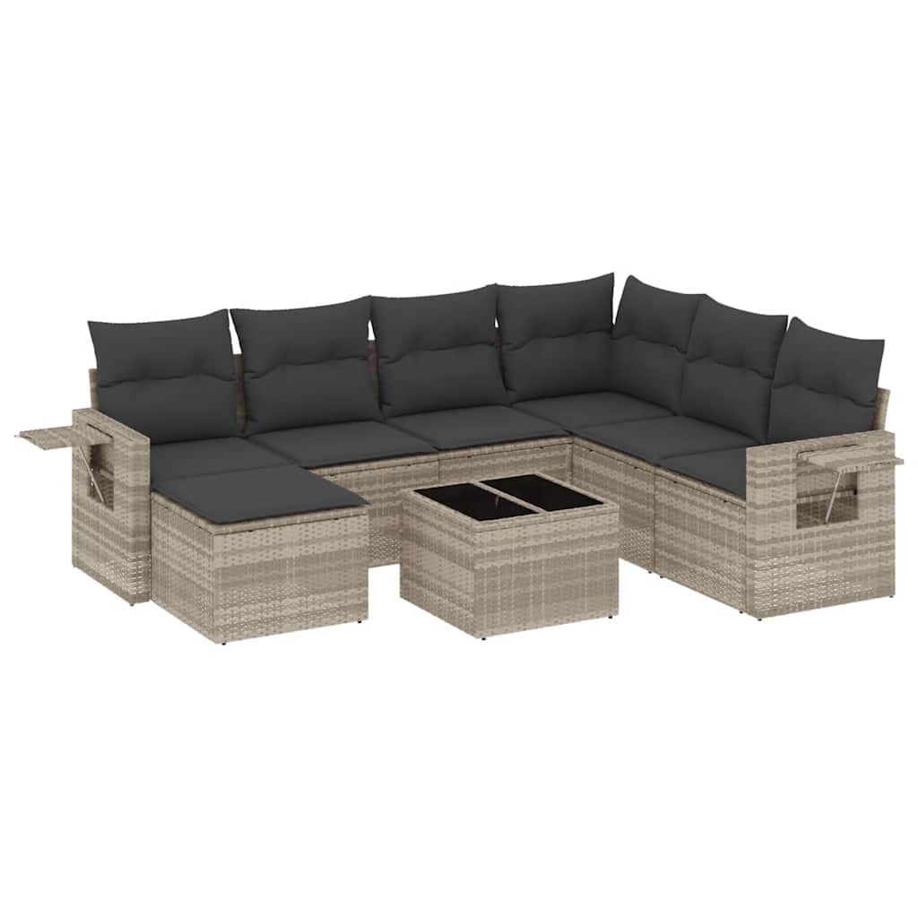 sofasæt til haven 8 dele med hynder polyrattan lysegrå