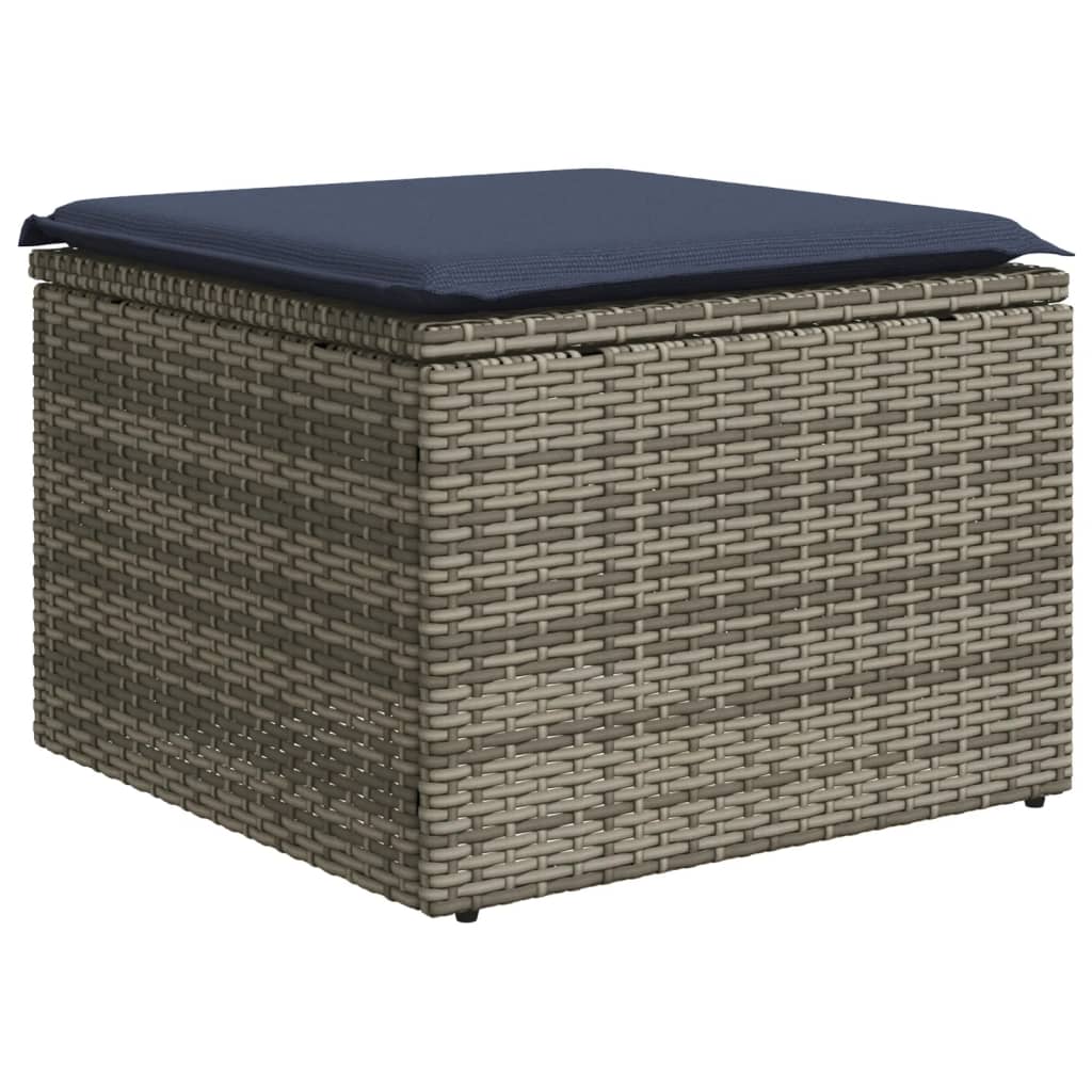 havesofasæt med 6 dele og hynder grå polyrattan