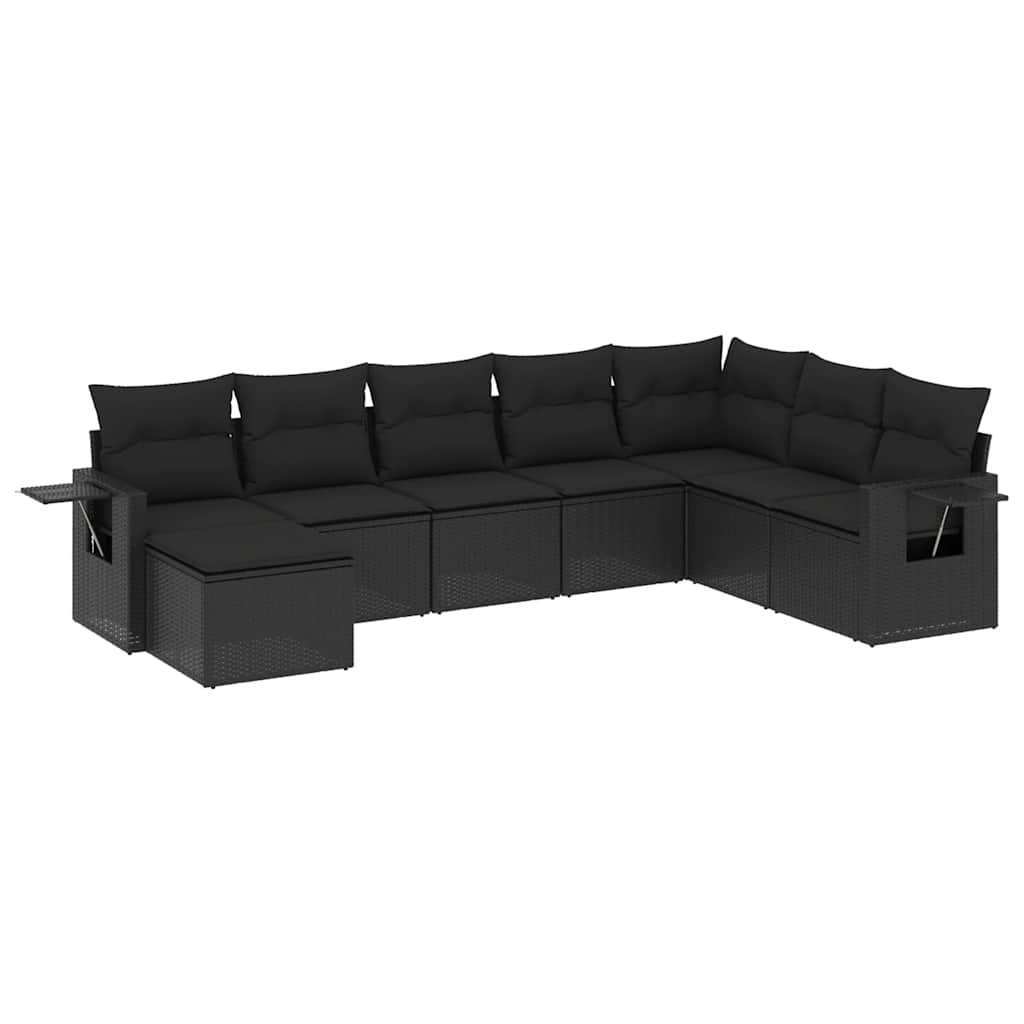 sofasæt til haven 8 dele med hynder polyrattan sort