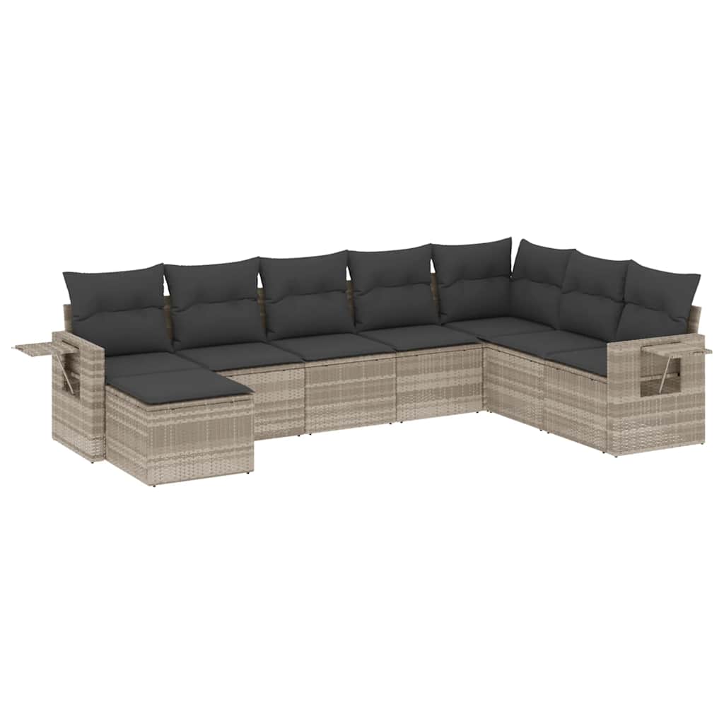 sofasæt til haven 8 dele med hynder polyrattan lysegrå