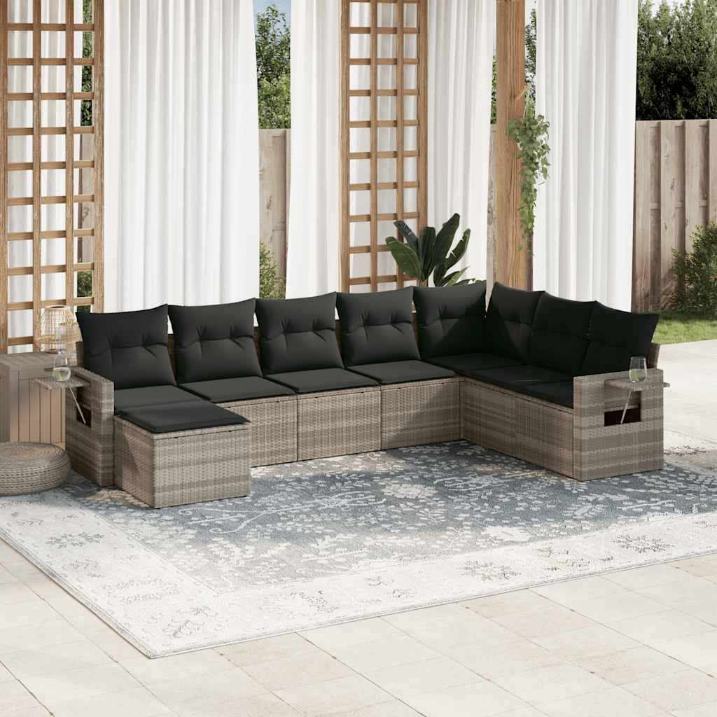 sofasæt til haven 8 dele med hynder polyrattan lysegrå