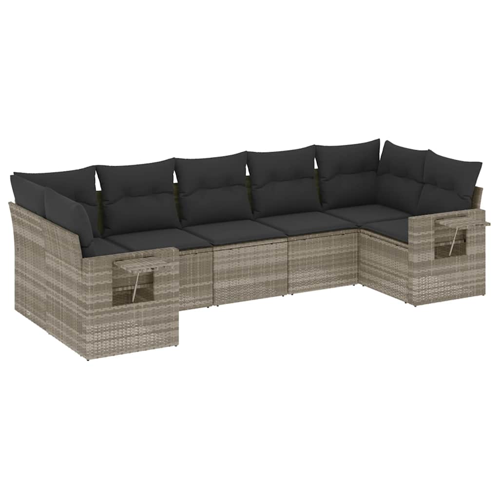 sofasæt til haven 7 dele med hynder polyrattan lysegrå
