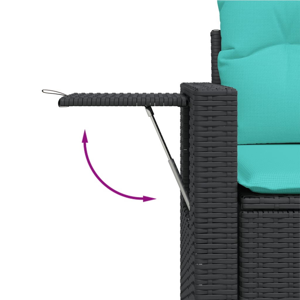 havesofasæt med 10 hynder sort polyrattan