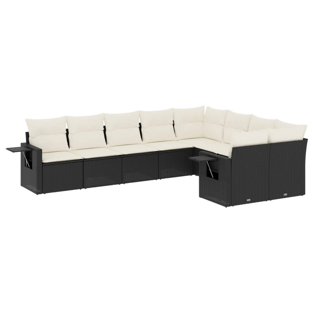 sofasæt til haven 9 dele med hynder polyrattan sort