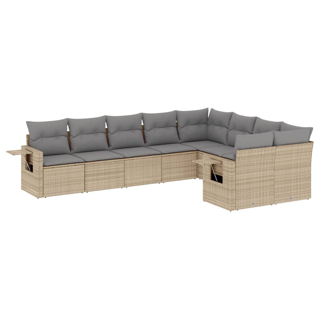 sofasæt til haven 9 dele med hynder polyrattan beige