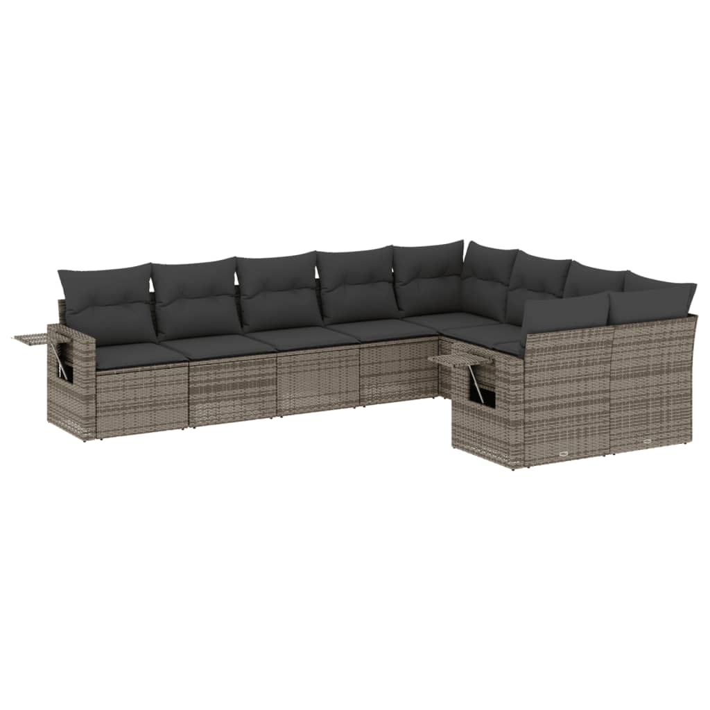 sofasæt til haven 9 dele med hynder polyrattan grå