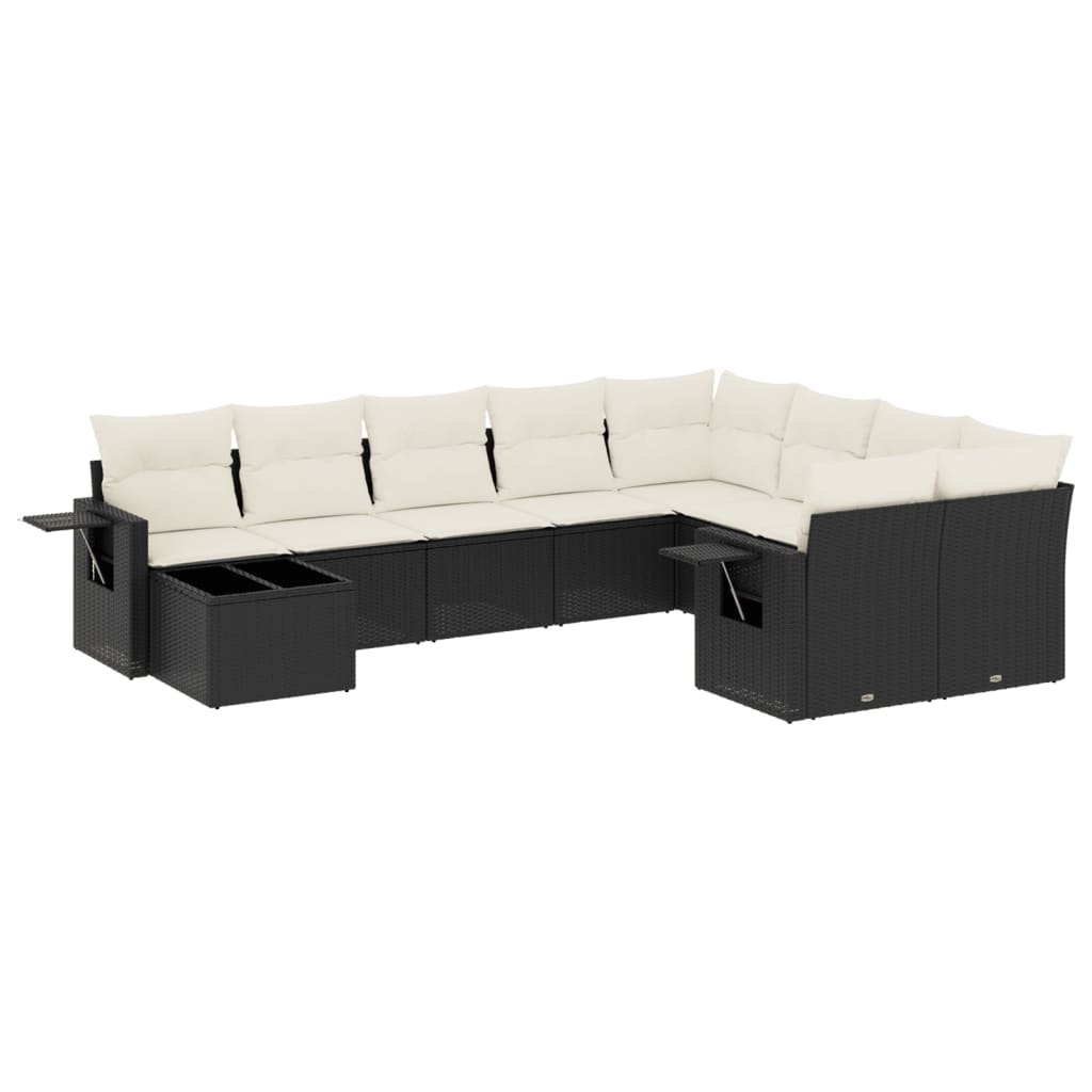 sofasæt til haven 10 dele med hynder polyrattan sort