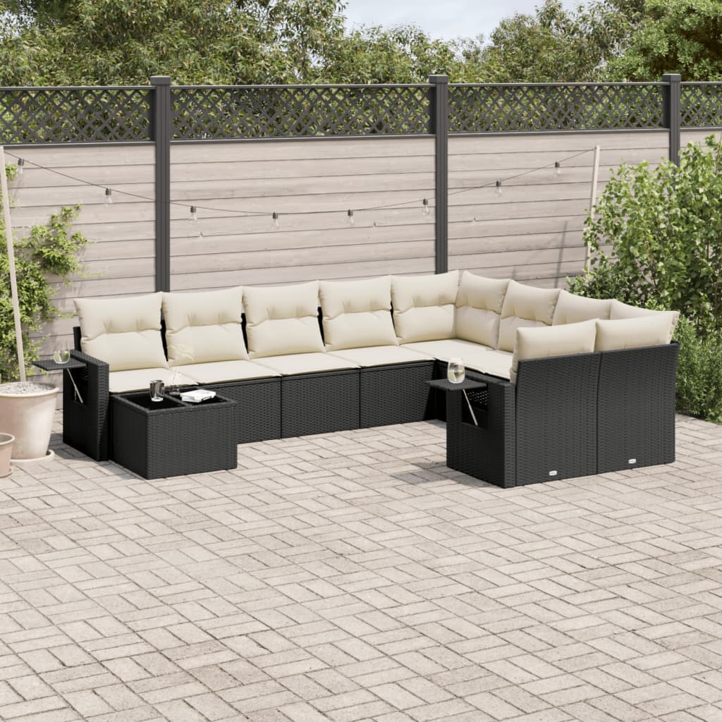 sofasæt til haven 10 dele med hynder polyrattan sort