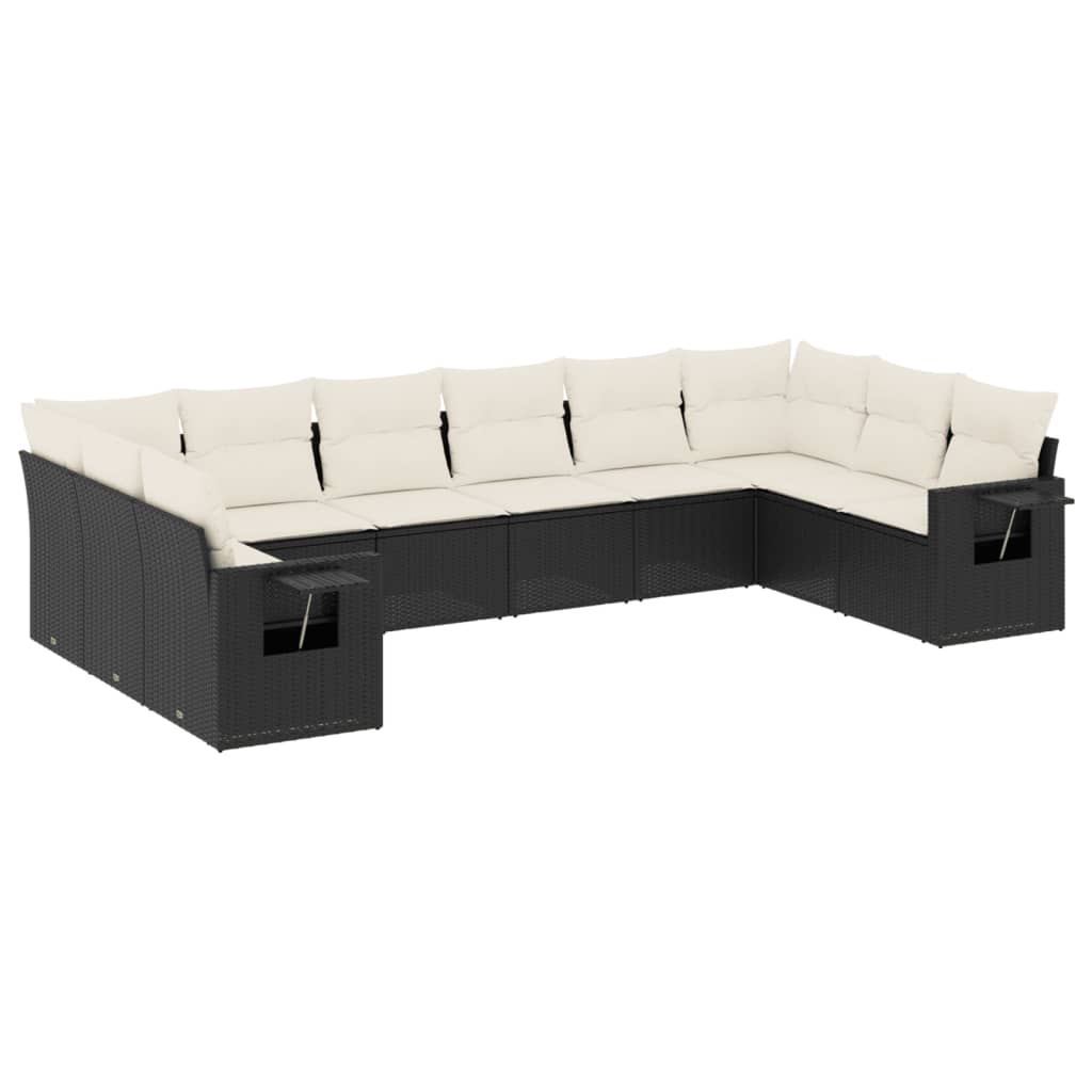 sofasæt til haven 10 dele med hynder polyrattan sort