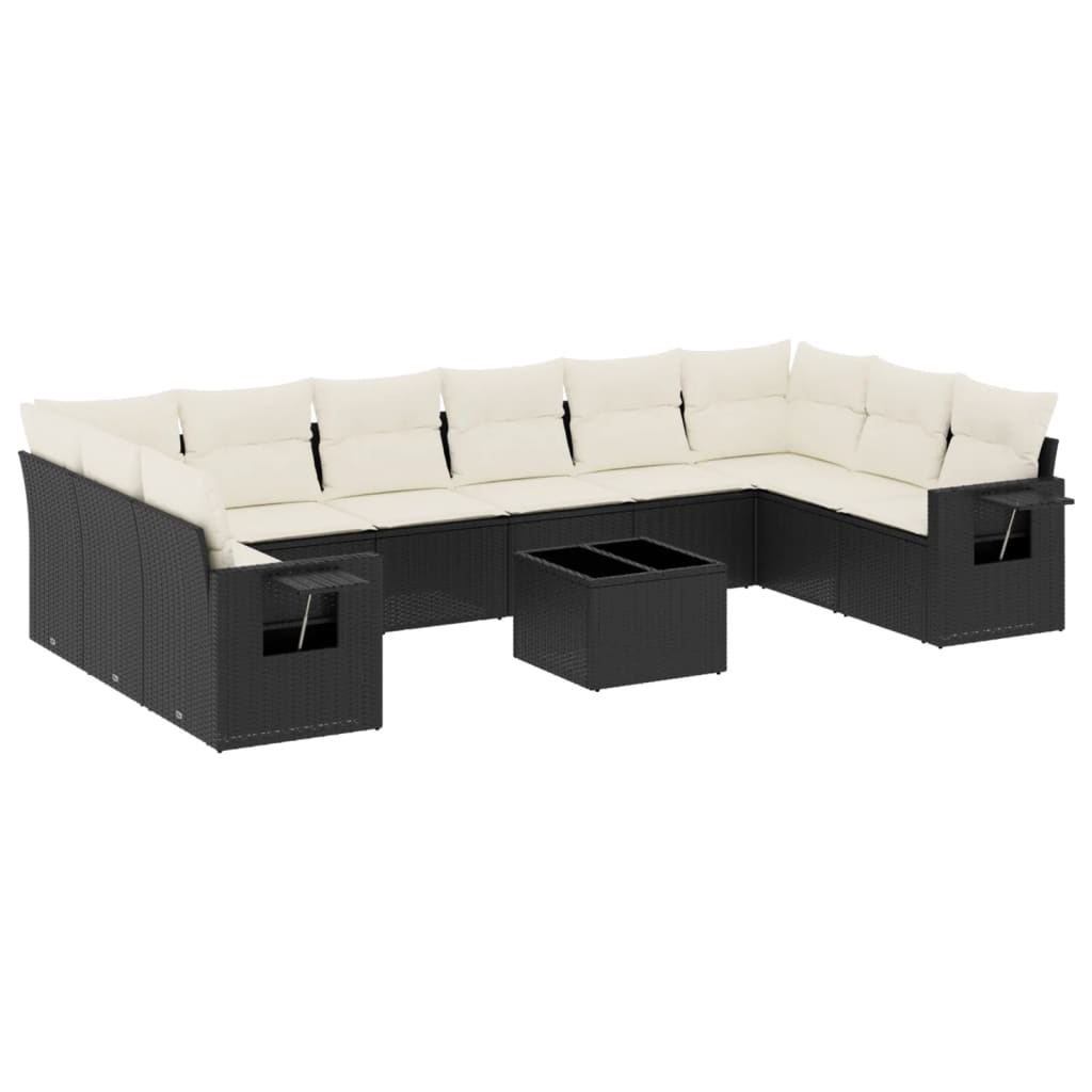 sofasæt til haven 11 dele med hynder polyrattan sort