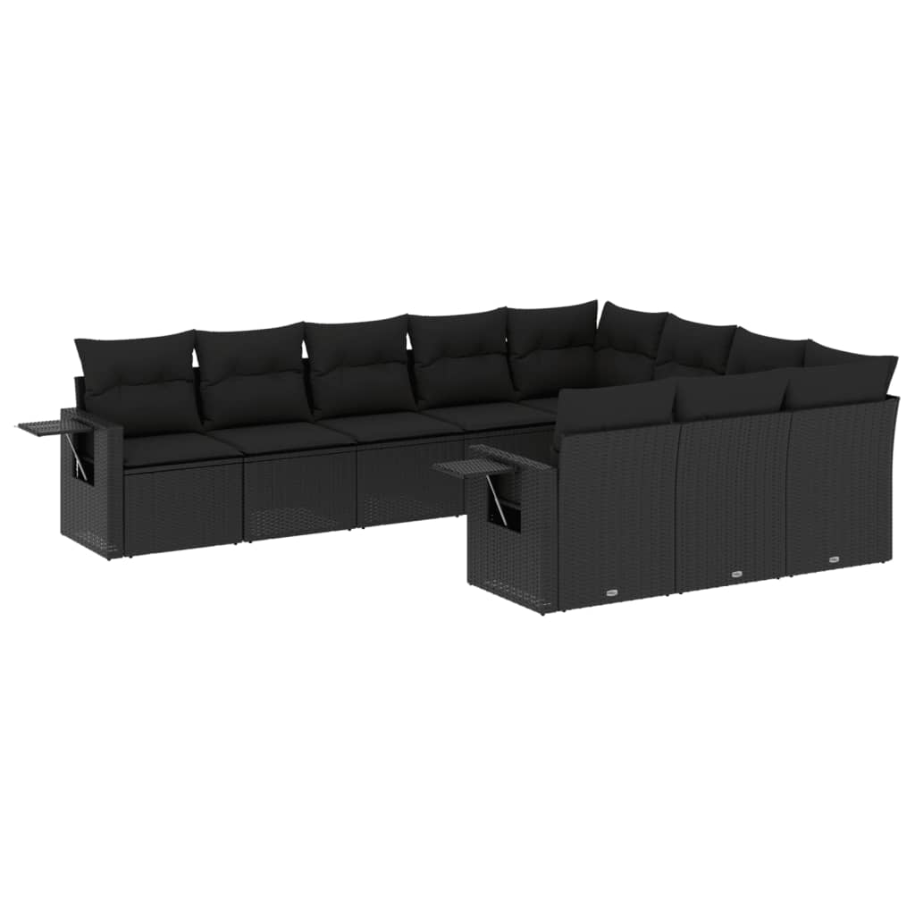 sofasæt til haven 10 dele med hynder polyrattan sort