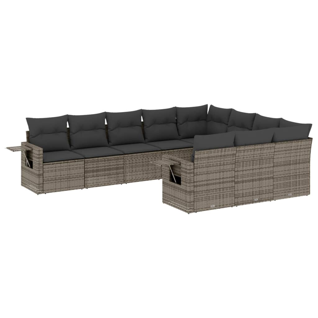 sofasæt til haven 10 dele med hynder polyrattan grå