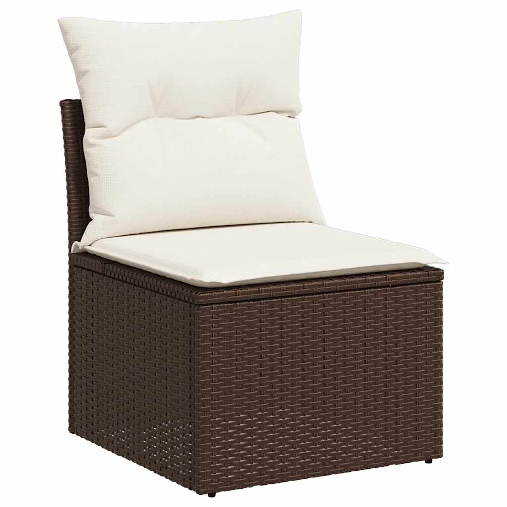 sofasæt til haven 10 dele med hynder polyrattan brun