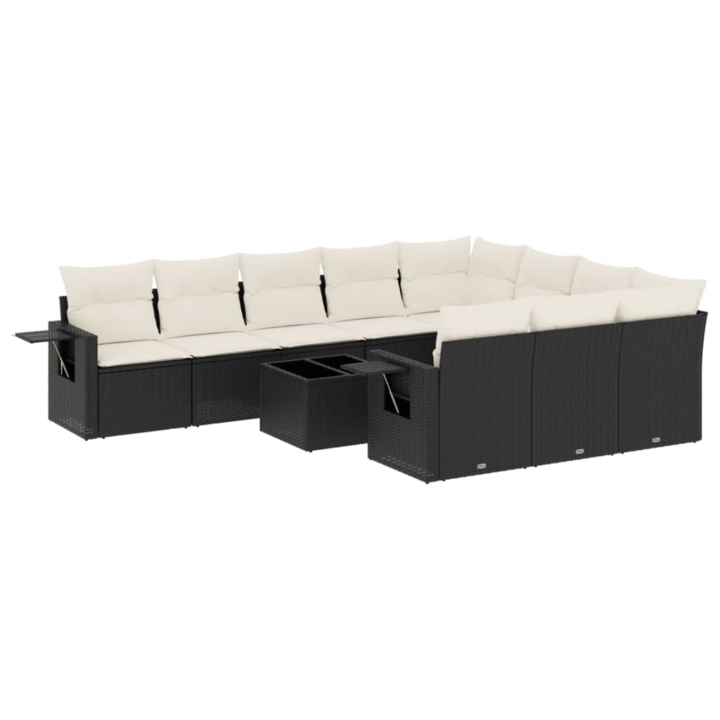 sofasæt til haven 11 dele med hynder polyrattan sort