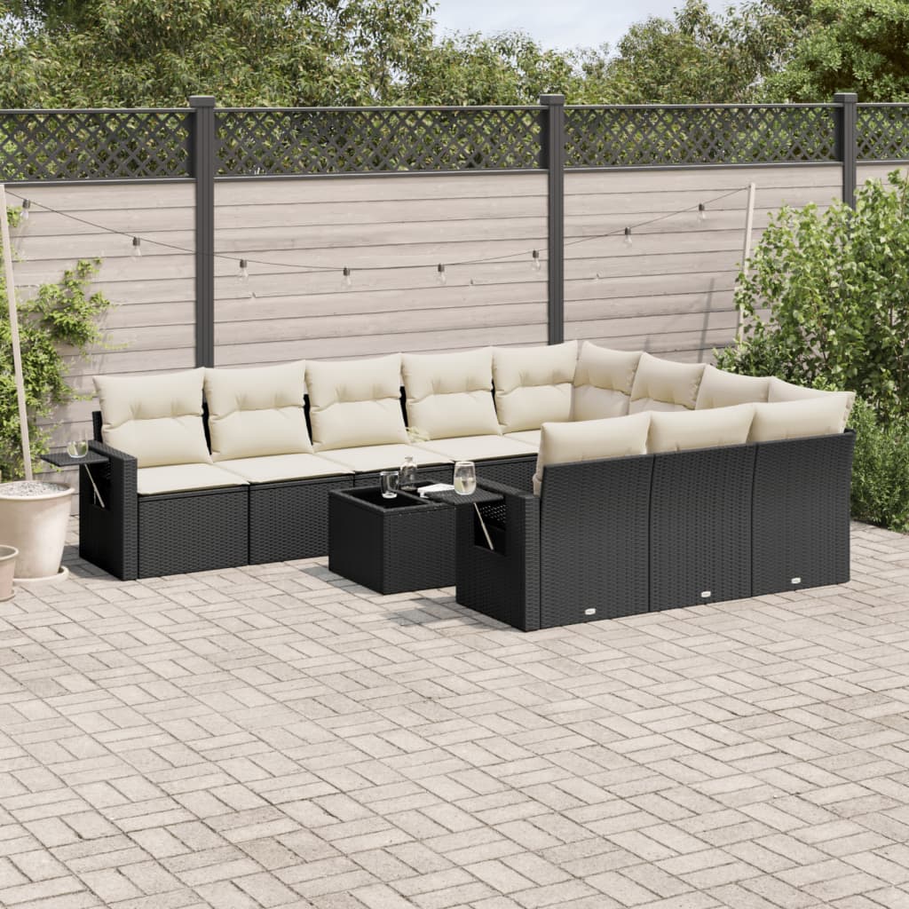 sofasæt til haven 11 dele med hynder polyrattan sort
