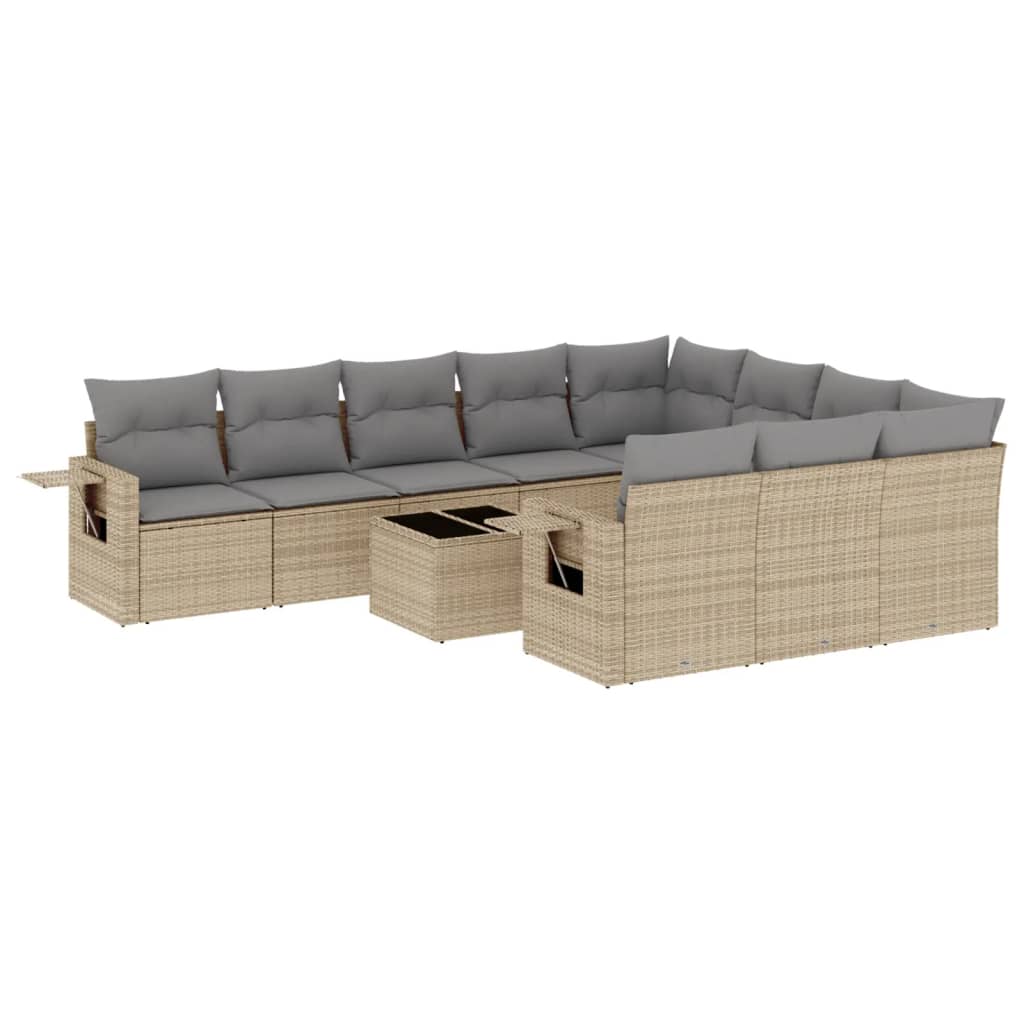 sofasæt til haven 11 dele med hynder polyrattan beige